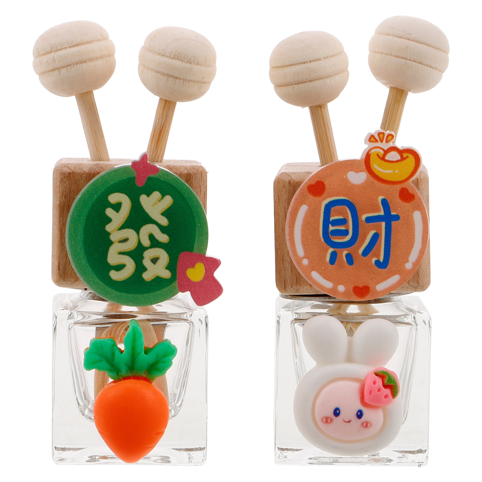 Car Air Freshener - 2개입 차량용 에센셜 오일 디퓨저, 유리병,